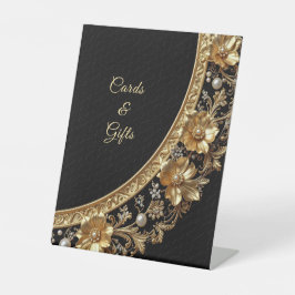 Expositor En L Golden Ornate Frame Tabletop Signs