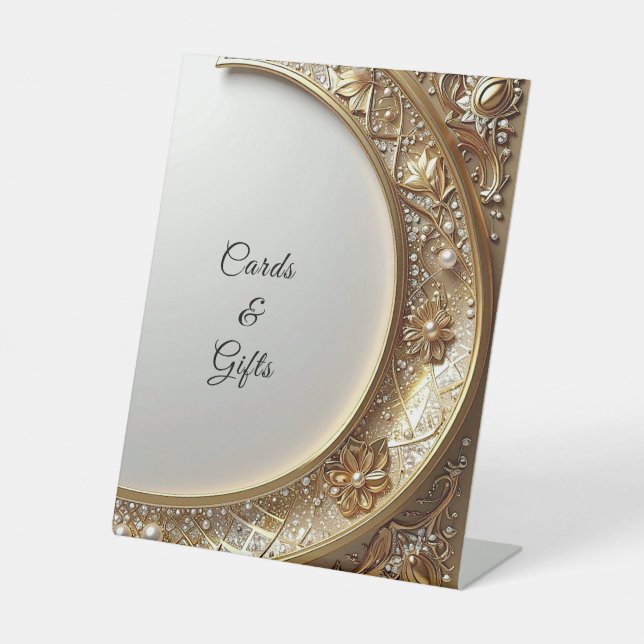 Expositor En L Golden Ornate Frame Tabletop Signs (Anverso)