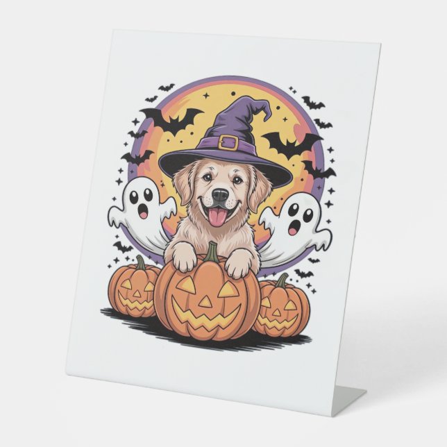 Expositor En L Golden Retriever Halloween Witch Dog Classic T-Shi (Anverso)