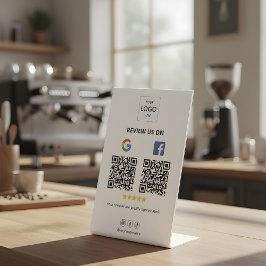 Expositor En L Google Facebook Review QR Code Pedestal Rótulo