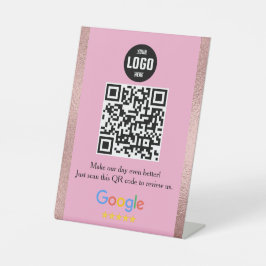 Expositor En L Google Review Código QR Rótulo Pedestal para Empre