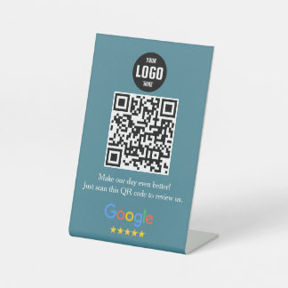 Expositor En L Google Review Código QR Rótulo Pedestal para Empre