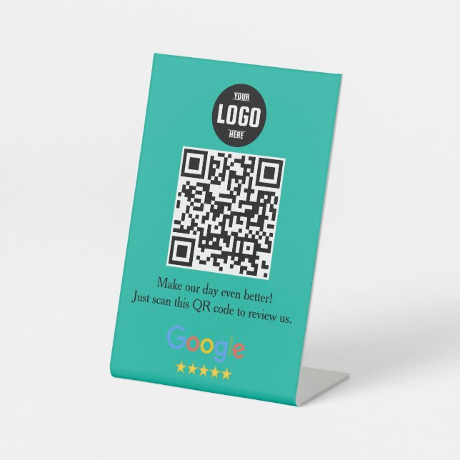 Expositor En L Google Review Código QR Rótulo Pedestal para Empre (Anverso)