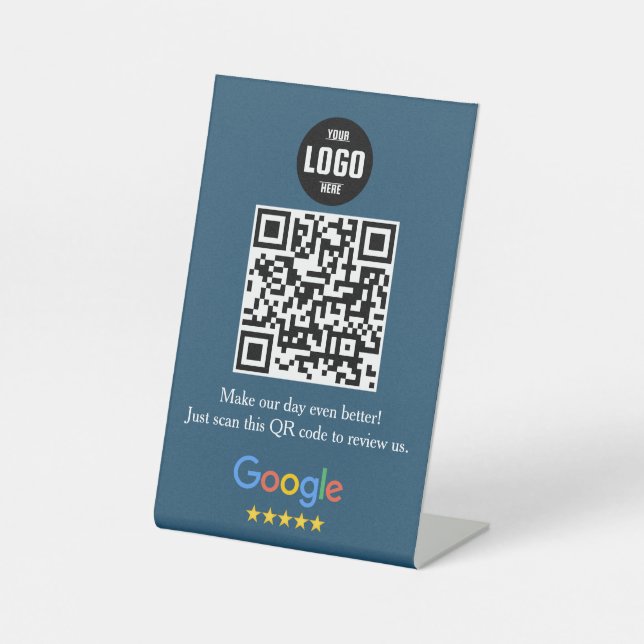 Expositor En L Google Review Código QR Rótulo Pedestal para Empre (Anverso)