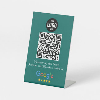 Expositor En L Google Review Código QR Rótulo Pedestal para Empre