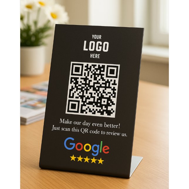 Expositor En L Google Review Código QR Rótulo Pedestal para Empre (Google Review QR Code Pedestal Sign for Business)