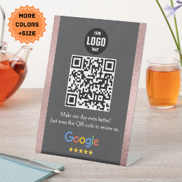 Expositor En L Google Review Código QR Rótulo Pedestal para Empre