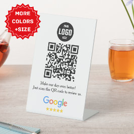 Expositor En L Google Review Código QR Rótulo Pedestal para Empre