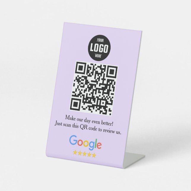 Expositor En L Google Review Código QR Rótulo Pedestal para Empre (Anverso)