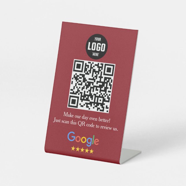 Expositor En L Google Review Código QR Rótulo Pedestal para Empre (Anverso)