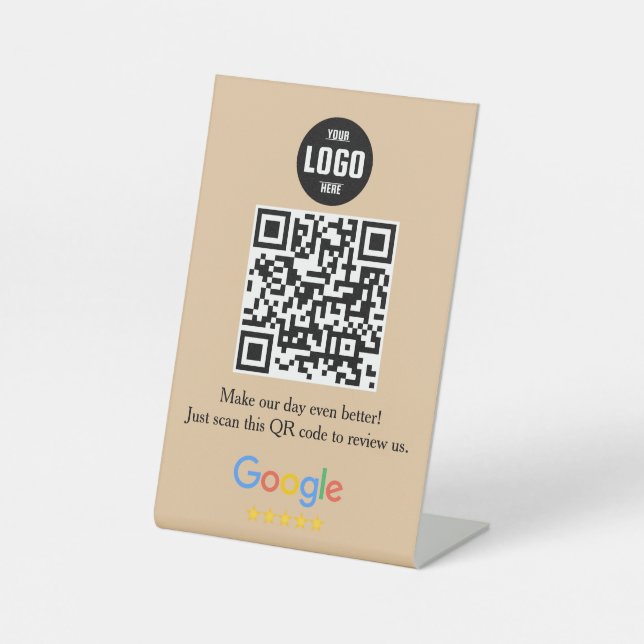 Expositor En L Google Review Código QR Rótulo Pedestal para Empre (Anverso)