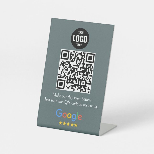 Expositor En L Google Review Código QR Rótulo Pedestal para Empre (Anverso)