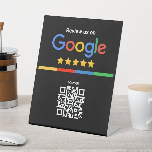 Expositor En L Google Review QR Code Black (In Situ)