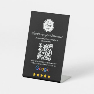 Expositor En L Google Reviews con Link QR Code Black