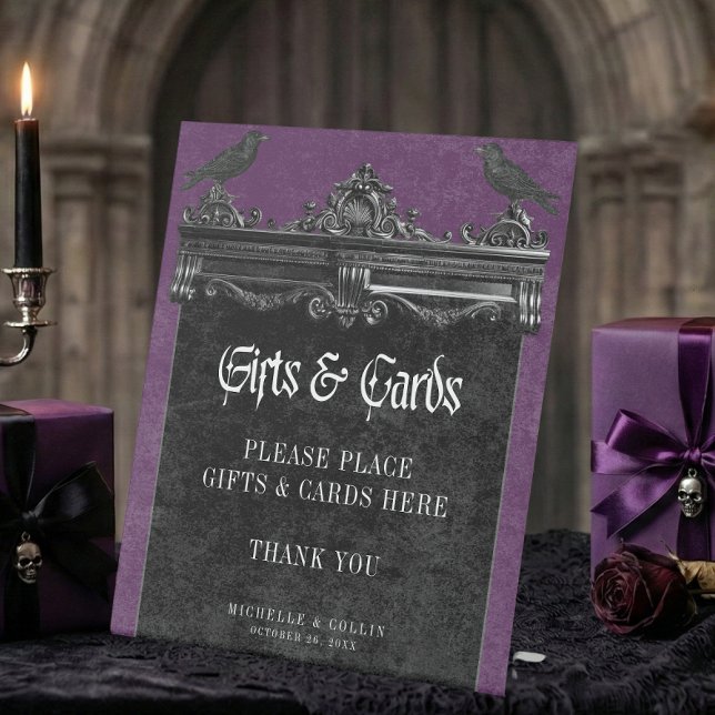Expositor En L Gothic Black Raven & Roses Purple Wedding Gifts (Subido por el creador)