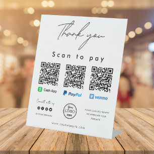 Expositor En L Gracias Escanear para pagar el logotipo Código QR 