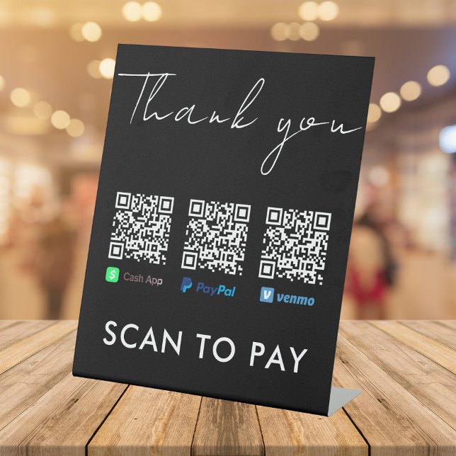 Expositor En L Gracias Venmo Paypal CashApp Scan por pagar negro (Subido por el creador)