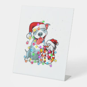 Expositor En L Gracioso Navidad de Perro Pitbull Tee Snowman Xmas