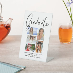 Expositor En L Graduado Elegante Script Multifoto Graduado