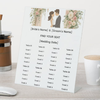 Expositor En L Gráfico de Asientos de Boda Floral Romántico