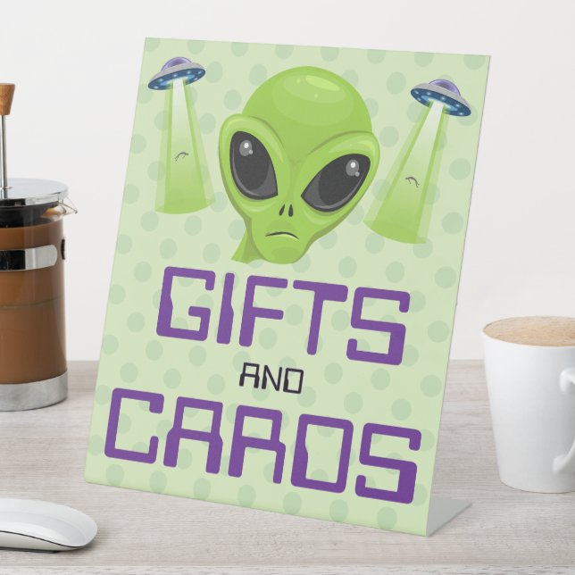 Expositor En L Green Alien Pedestal Sign (In Situ)