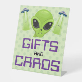 Expositor En L Green Alien Pedestal Sign