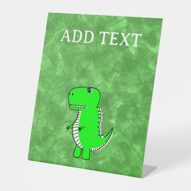 Expositor En L Green Dino Watercolor Baby Shower (Anverso)