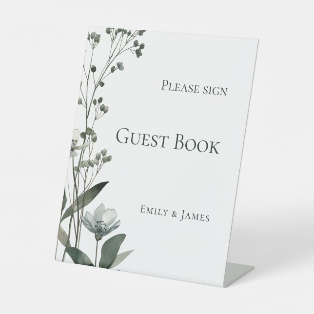 Expositor En L Green Floral Botanical Wedding (Anverso)