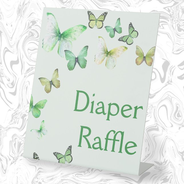 Expositor En L Green Little Butterfly Baby Shower Diaper Raffle (Subido por el creador)