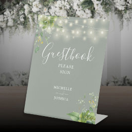 Expositor En L Green String Lights Sage Green Guestbook