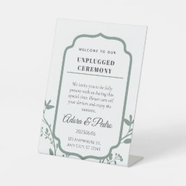 Expositor En L Green & White Elegant Wedding Pedestal Sign 