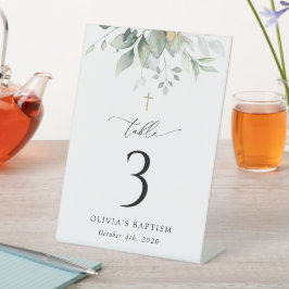 Expositor En L Greenery, Eucalyptus Leaves, Baptism Table Numbers