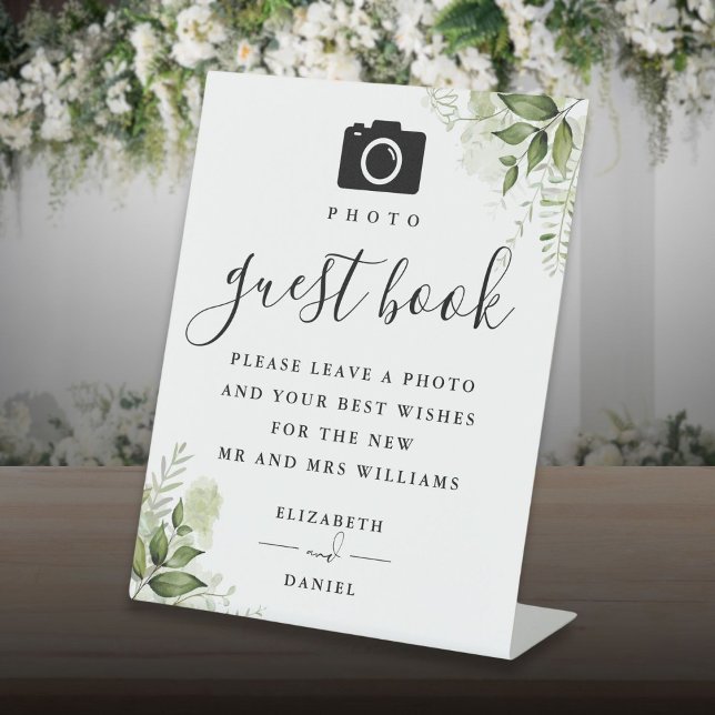 Expositor En L Greenery Floral Photo Guest Book Boda (Greenery Floral Photo Guest Book Wedding Pedestal Sign)