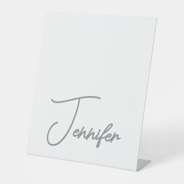 Expositor En L Grey White Modern Minimalist Handwriting Name (Anverso)