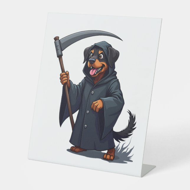 Expositor En L Grim Reaper Rottweiler Dog (Anverso)