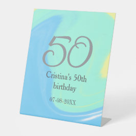 Expositor En L Gris verde azul 50 cumpleaños añadir fecha retro