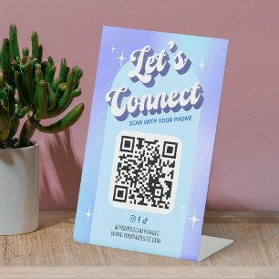 Expositor En L Groovy Holographic de moda Conectemos el código QR