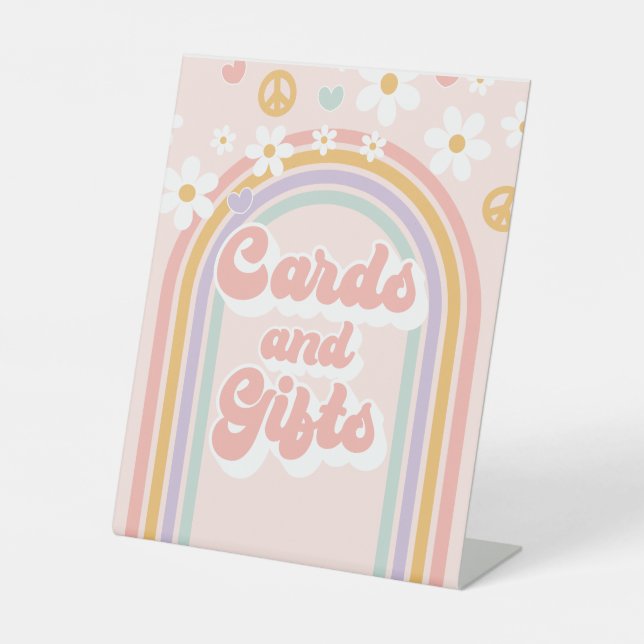 Expositor En L Groovy Rainbow Birday Cards Gifts Rótulo (Anverso)