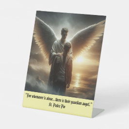 Expositor En L Guardian Angel With Man Pedestal Sign