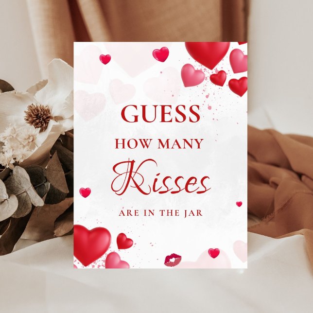 Expositor En L Guess how many Kisses valentine Bridal Shower Sign (Subido por el creador)