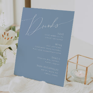 Expositor En L Guión caprichoso Dusty Blue Bodas Menú de bebida