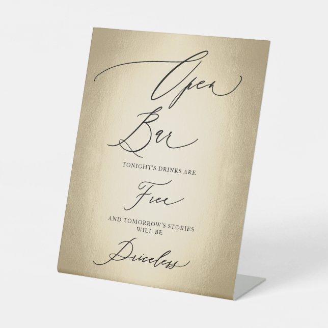 Expositor En L Guión de caligrafía Abrir barra sin precio Boda (Anverso)