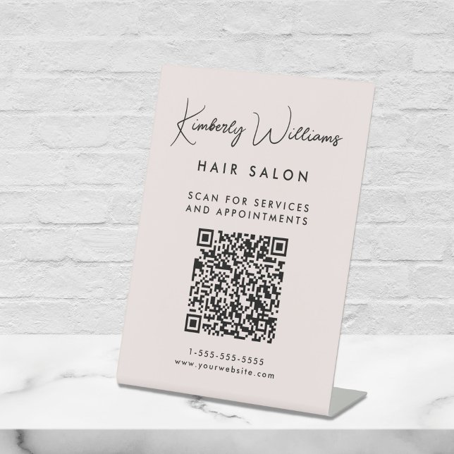 Expositor En L Guión de firma comercial Código QR Rosa (Empower your name in our signature script as your logo and brand identity)