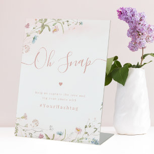 Expositor En L Guión de flor silvestre rosa, boda rústica Oh Snap