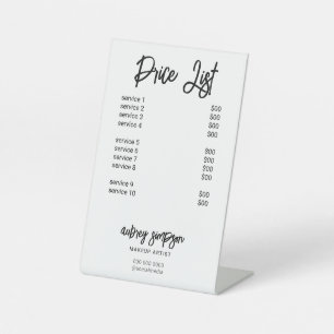 Expositor En L Guión de pincel de lista de precios Blanco