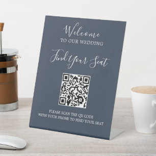 Expositor En L Guión manuscrito asientos de boda de código QR