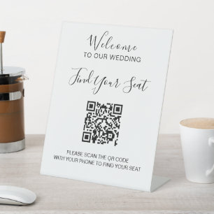 Expositor En L Guión manuscrito asientos de boda de código QR