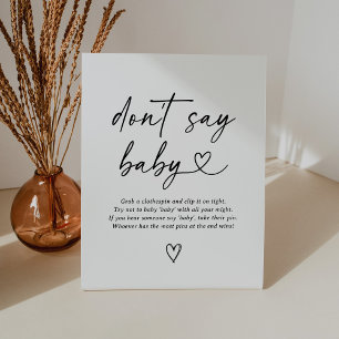 Expositor En L Guión moderno Baby Shower no dice Rótulo infantil