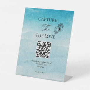 Expositor En L Guión moderno Ocean Blue Captura el código QR del