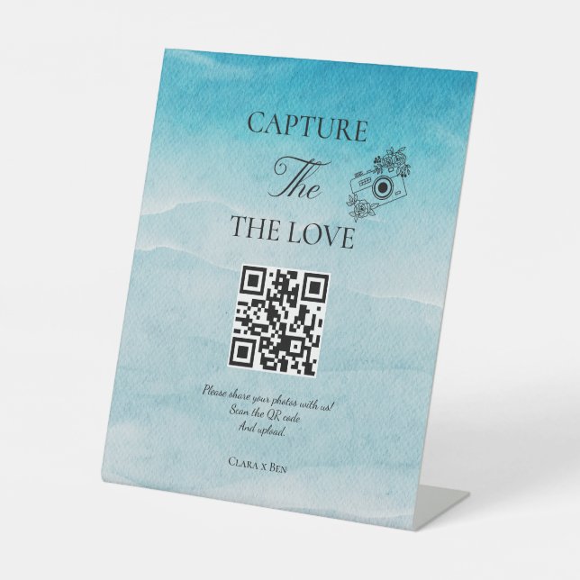 Expositor En L Guión moderno Ocean Blue Captura el código QR del  (Anverso)